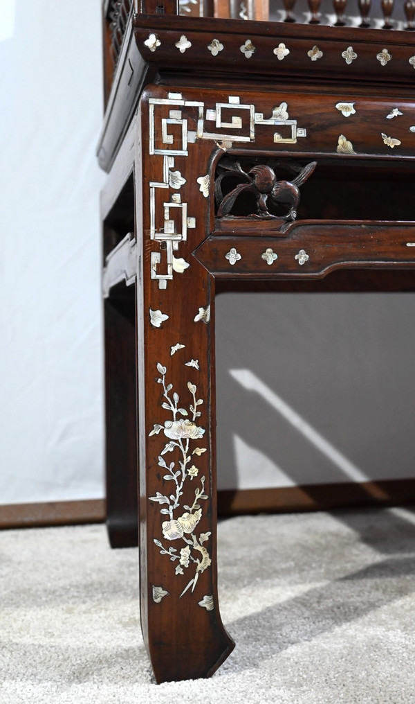 Kleine Indochinesische Bank aus Palisanderholz - Ende 19.