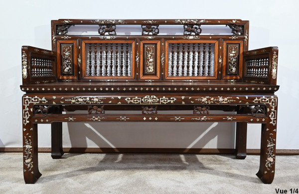 Kleine Indochinesische Bank aus Palisanderholz - Ende 19.