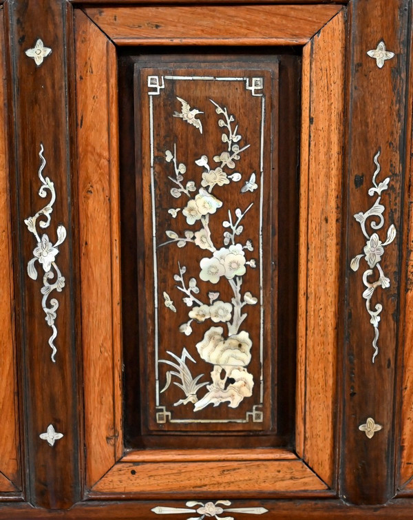 Kleine Indochinesische Bank aus Palisanderholz - Ende 19.