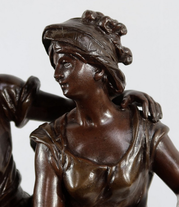 Grande scultura "La Rencontre" di A. Moreau - Fine XIX secolo