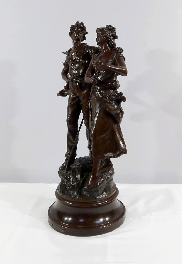 Grande scultura "La Rencontre" di A. Moreau - Fine XIX secolo