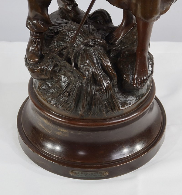 Grande scultura "La Rencontre" di A. Moreau - Fine XIX secolo