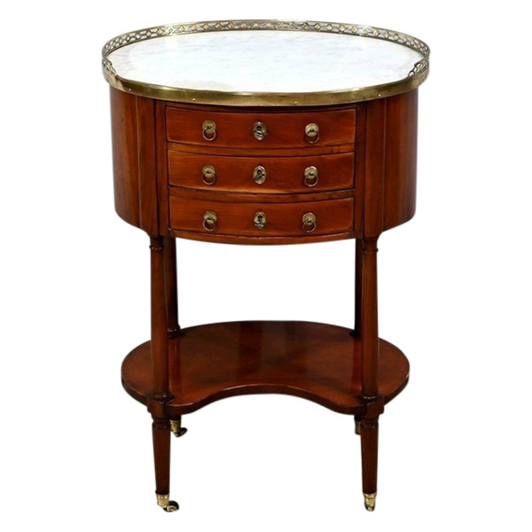 Table chiffonnière Tambour en Acajou, époque Louis XVI – 2ème partie du XVIIIe