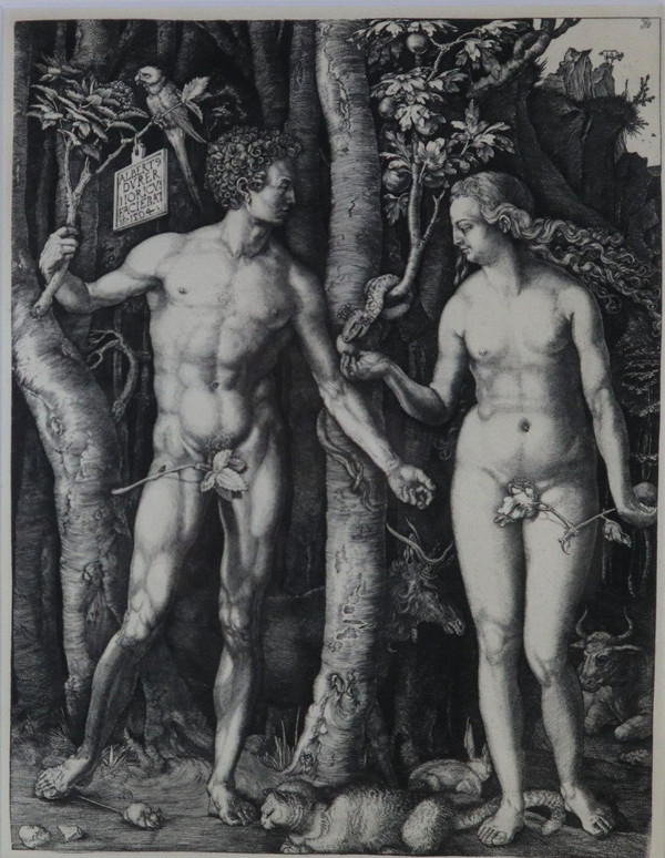 Adam und Eva, nach Dürer, Druck.