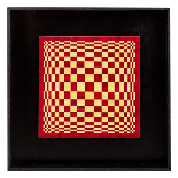 Kinetische Tafel mit Intarsien aus Stroh, Zeitgenössisches Werk, LS5218352B