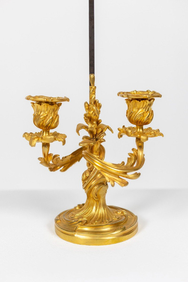 Rocaille Style Screen Lamp In Gilt Bronze, Circa 1880, LS51961651A