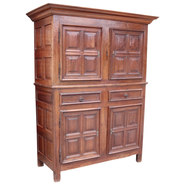 Credenza a 2 ante in noce biondo Luigi XIII.