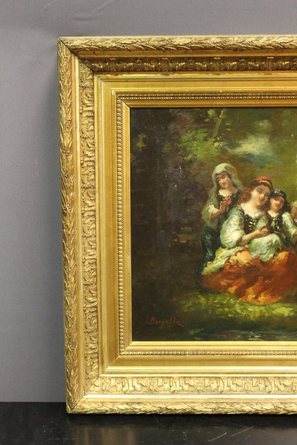 Huile Sur Toile Groupe De Jeunes Filles Célébrant Le Printemps Par Borgella Fin XIX