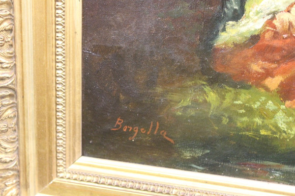 Huile Sur Toile Groupe De Jeunes Filles Célébrant Le Printemps Par Borgella Fin XIX
