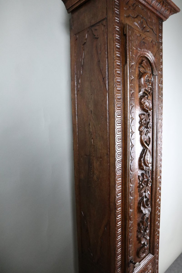 Carved Oak Parquet Clock, 18th Century Movement