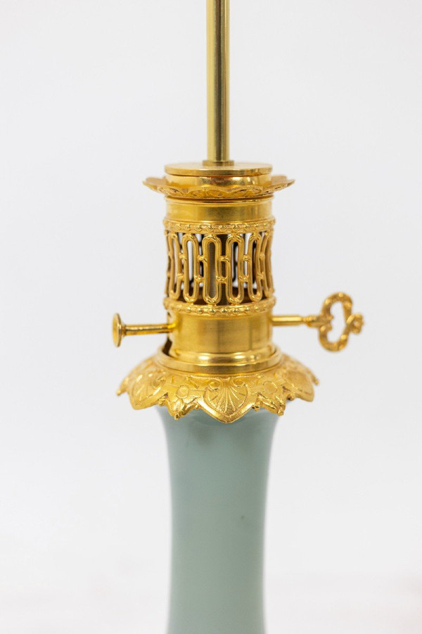 Pair Of Celadon Porcelain And Gilt Bronze Lamps, Circa 1880, LS4418621A