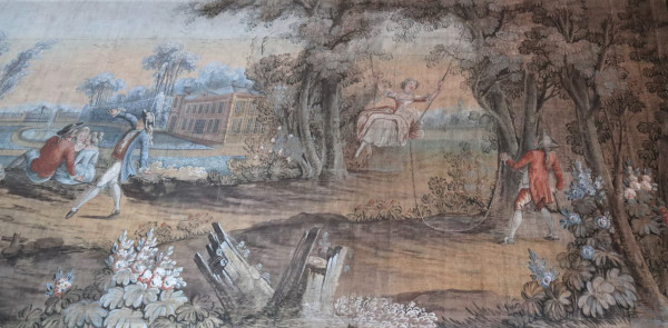 Olio su tela di grandi dimensioni, affresco in stile settecentesco, 264x672cm