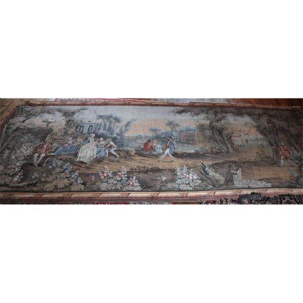 Olio su tela di grandi dimensioni, affresco in stile settecentesco, 264x672cm