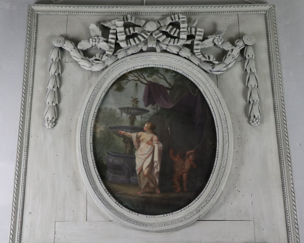 Trumeau Louis XVI Aus Holz Geschnitzt Und Lackiert Patiniert Grau Trianon, XVIII.
