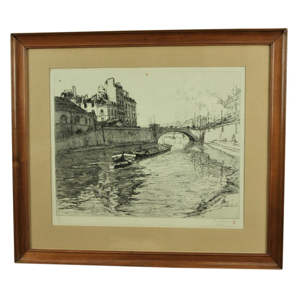 René Pinard, The Bridge Of La Poissonnerie In Nantes, Framed Print