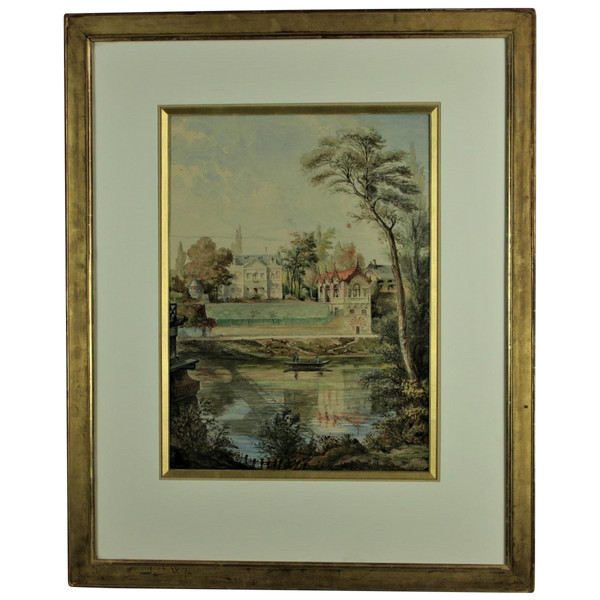 E.lesache, Grande Aquarelle Datée, Signée