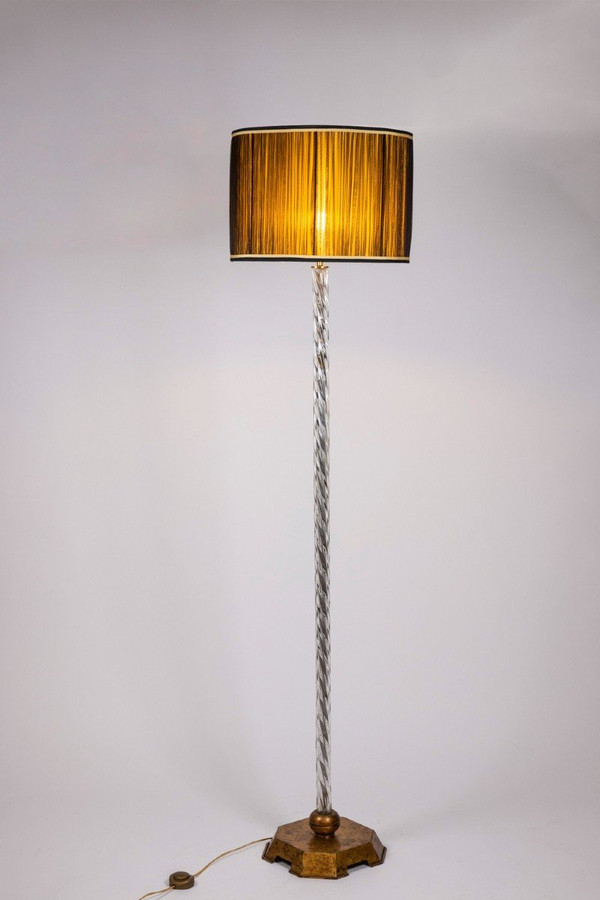 Maison Baguès, Lampadaire En Verre Et Métal Doré, Années 1950, LS5077251A