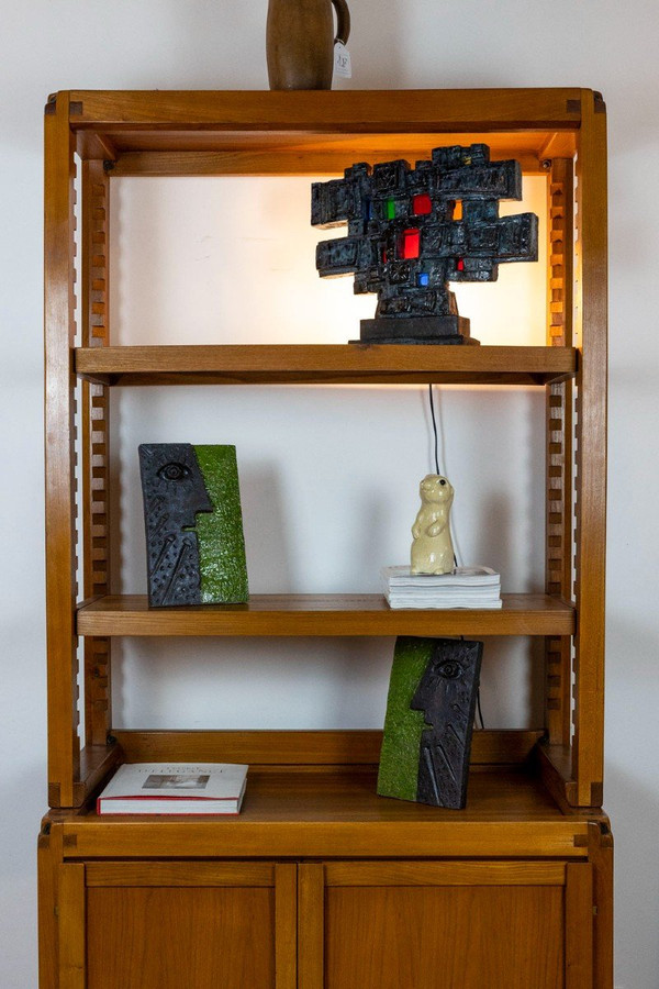 Pierre Chapo, Library-shelves In Elm, 1960s, LS51182103A