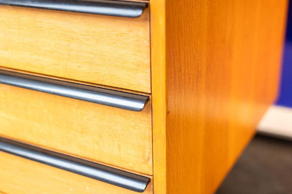 Scrivania in rovere e metallo laccato, anni '70, LS4762911A
