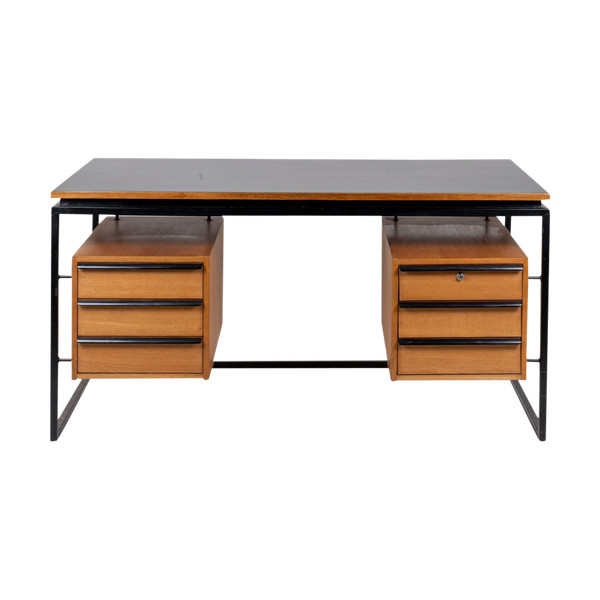 Bureau En Chêne Et Métal Laqué, Années 1970, LS4762911A