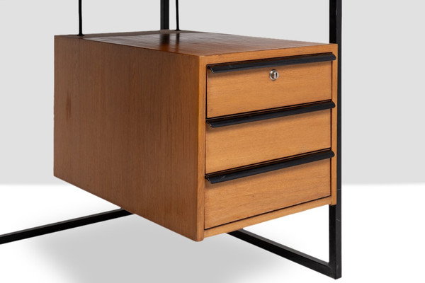 Scrivania in rovere e metallo laccato, anni '70, LS4762911A