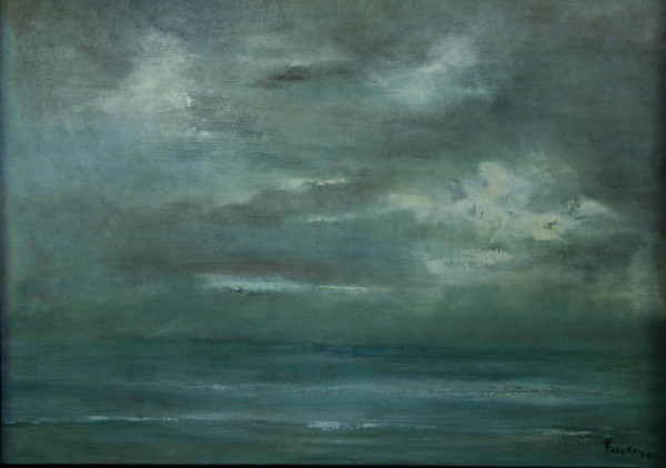 Francine Kerckx, "Cielo E Mare", Olio Su Tela Con Cornice