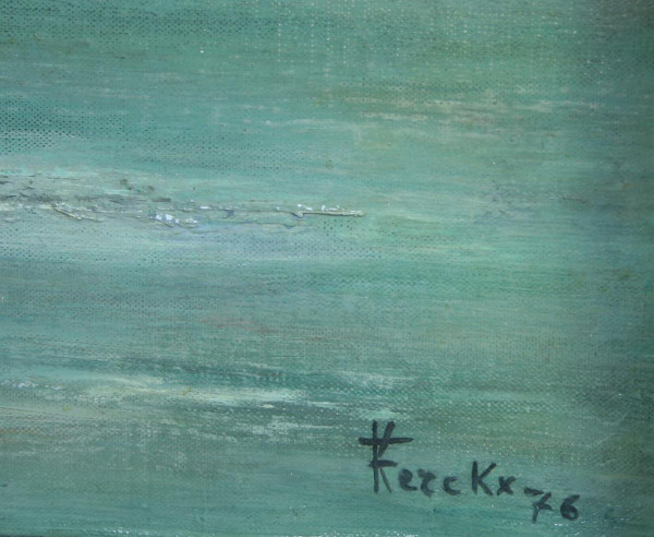 Francine Kerckx, "Cielo E Mare", Olio Su Tela Con Cornice