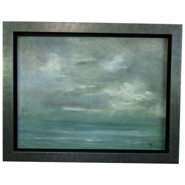 Francine Kerckx, "Cielo E Mare", Olio Su Tela Con Cornice