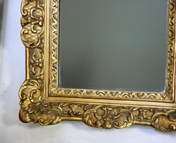 Miroir En Bois Et Stuc Doré d'époque Régence