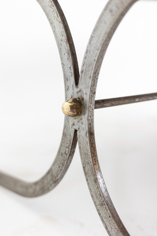 Table Basse De Style Industriel En Fer Et Cuir, Années 1970, Ls5165803d