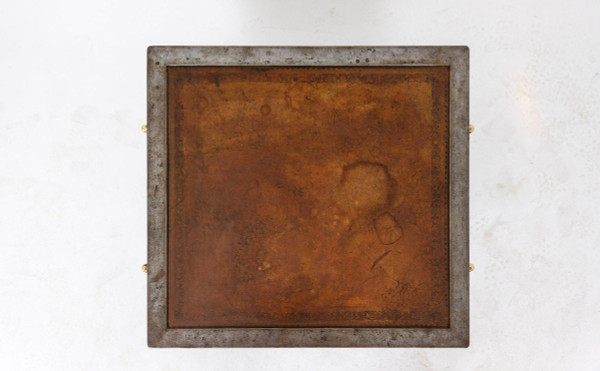 Table Basse De Style Industriel En Fer Et Cuir, Années 1970, Ls5165803d