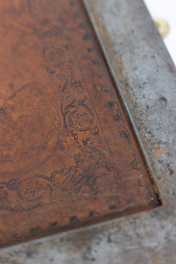 Table Basse De Style Industriel En Fer Et Cuir, Années 1970, Ls5165803d