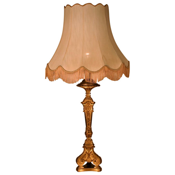 Large Lamp, Foot In Chiselled And Gilded Bronze, Late Nineteenth Century