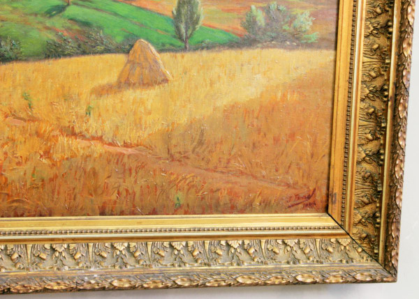 Borel Julien "southern Landscape" Oil On Canvas, Golden Frame, Early Twentieth