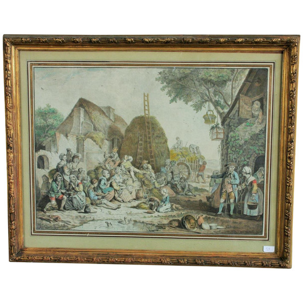Color Print, Jf Janinet, "le Repas Des Moissonneurs" (The Harvesters' Meal)