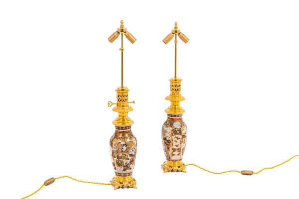 Paire de lampes en faïence de Satsuma et bronze doré, circa 1880, LS4583841