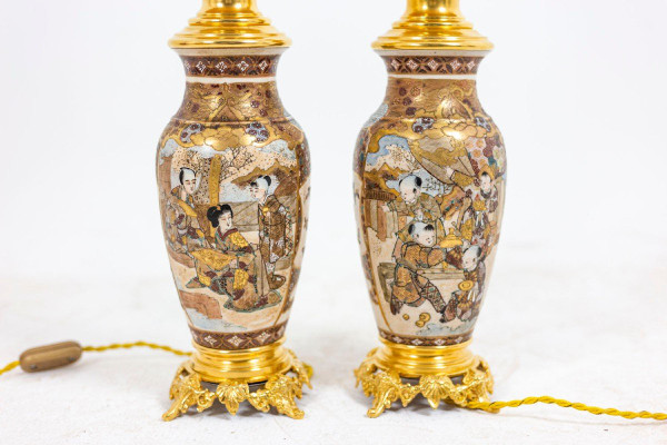 Paire de lampes en faïence de Satsuma et bronze doré, circa 1880, LS4583841