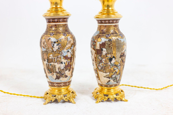 Paire de lampes en faïence de Satsuma et bronze doré, circa 1880, LS4583841