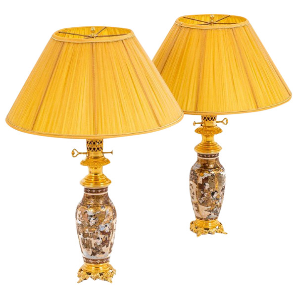 Paire de lampes en faïence de Satsuma et bronze doré, circa 1880, LS4583841