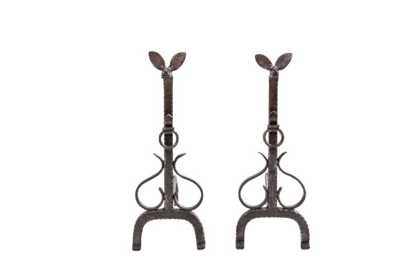 Pair De Chenets En Fonte De Fer, 20th Century, Ls4753181