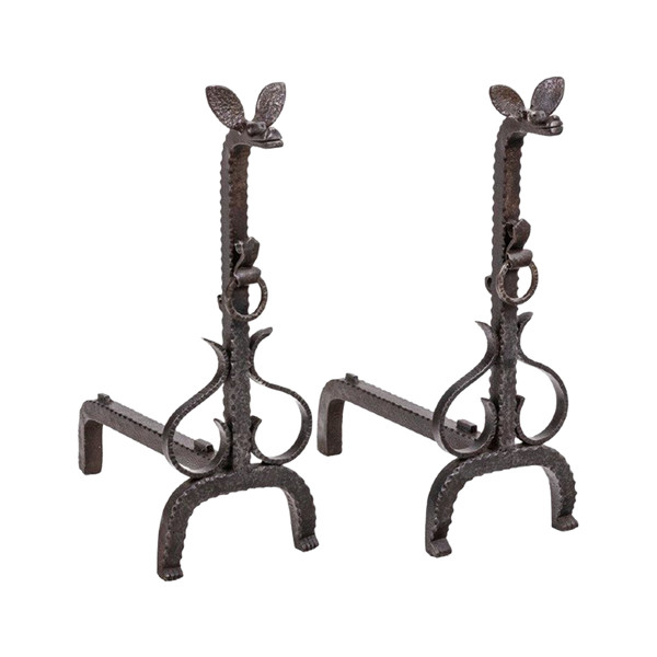 Pair De Chenets En Fonte De Fer, 20th Century, Ls4753181