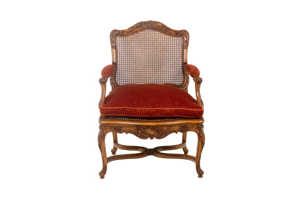 Jean Mocqué, Paire De Fauteuils Canné De Style Régence, XXe Siècle, Ls4699701