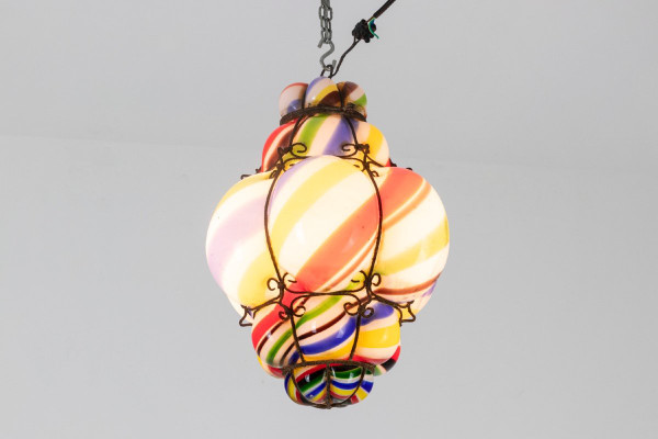 "Sucre d'orge" lantern In Polychrome Glass, 1950s, Ls45991261