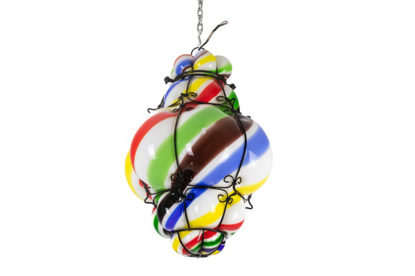 "Sucre d'orge" lantern In Polychrome Glass, 1950s, Ls45991261