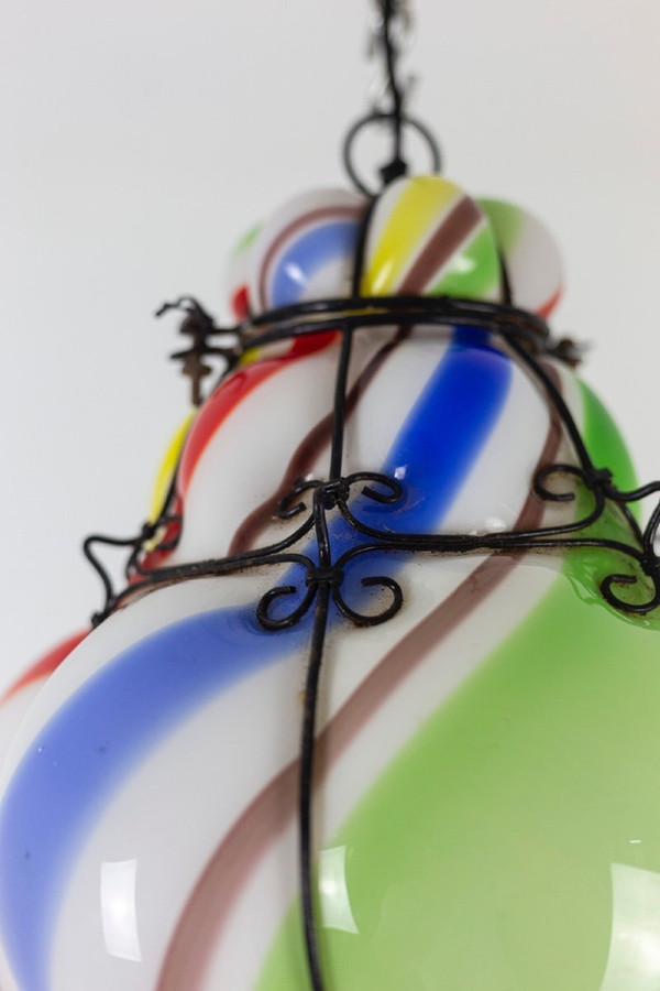 "Sucre d'orge" lantern In Polychrome Glass, 1950s, Ls45991261