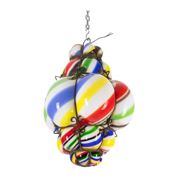 "Sucre d'orge" lantern In Polychrome Glass, 1950s, Ls45991261