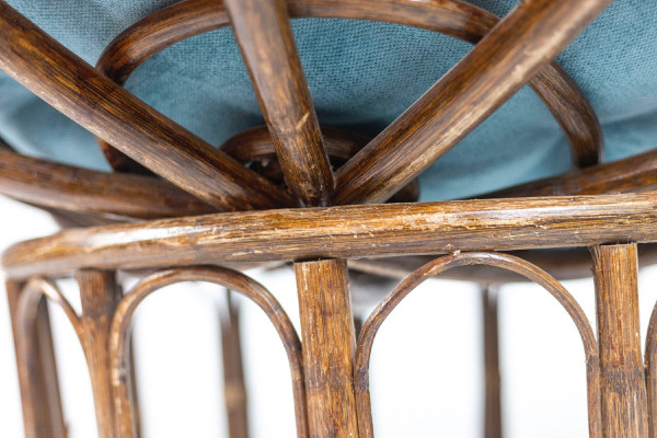 Coppia di poltrone “Papasan” in rattan e tessuto trapuntato, anni '70, LS43301351