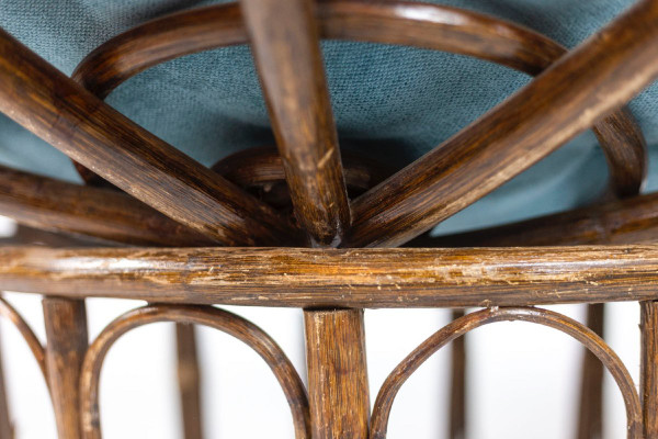 Coppia di poltrone “Papasan” in rattan e tessuto trapuntato, anni '70, LS43301351