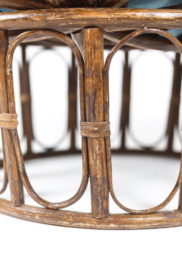 Coppia di poltrone “Papasan” in rattan e tessuto trapuntato, anni '70, LS43301351