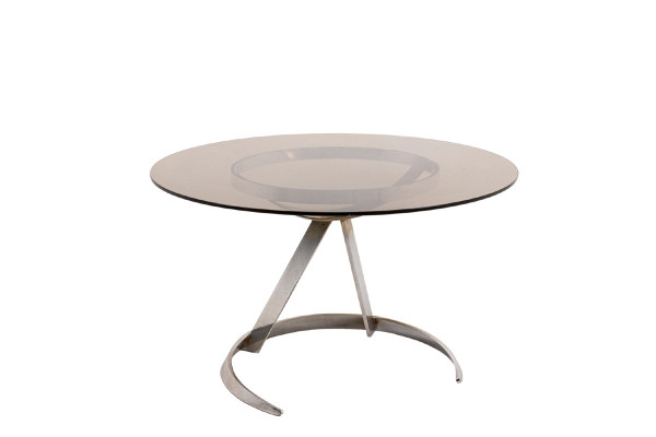 Boris Tabacoff, Table Ronde En Métal Et En Verre, Années 1970, Ls4636501